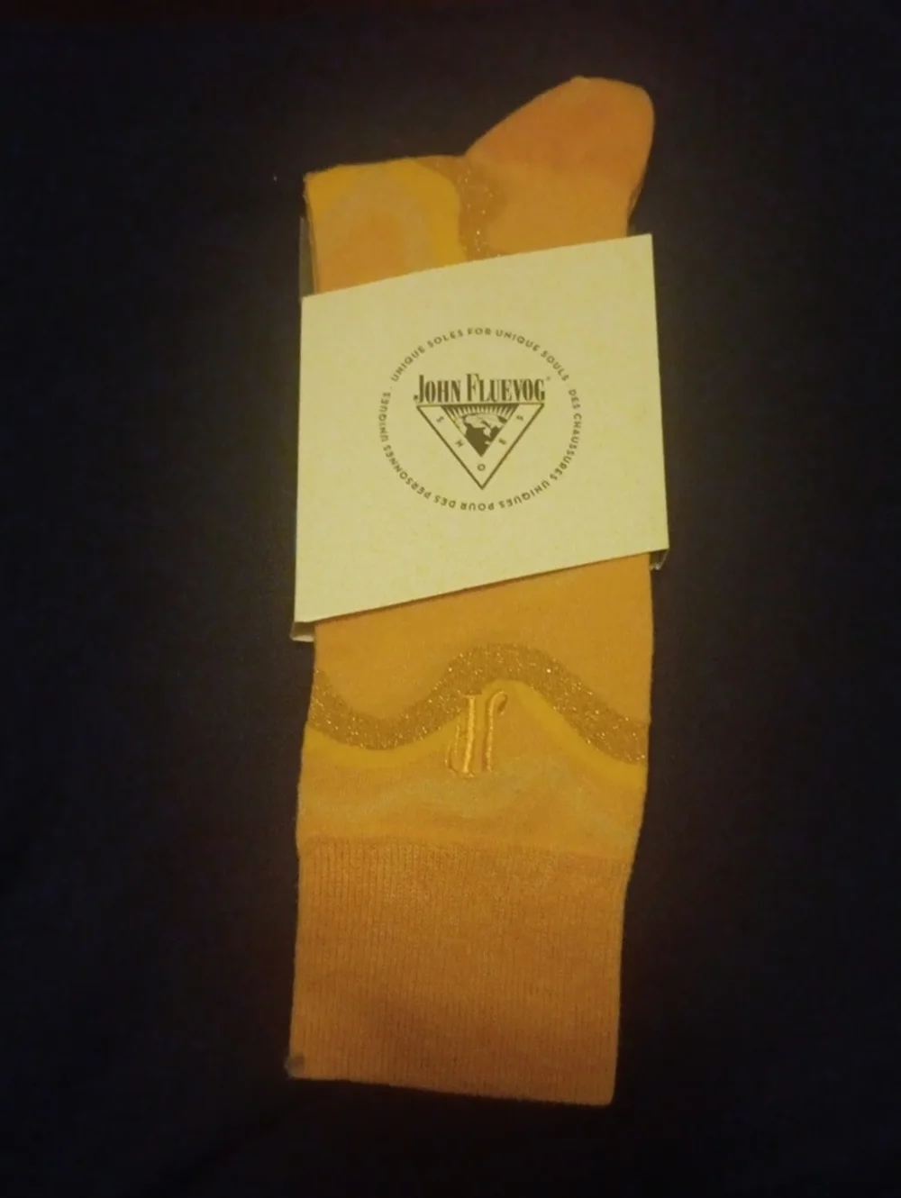 John Fluevog Men's Golden Orange Wave Crew Socks